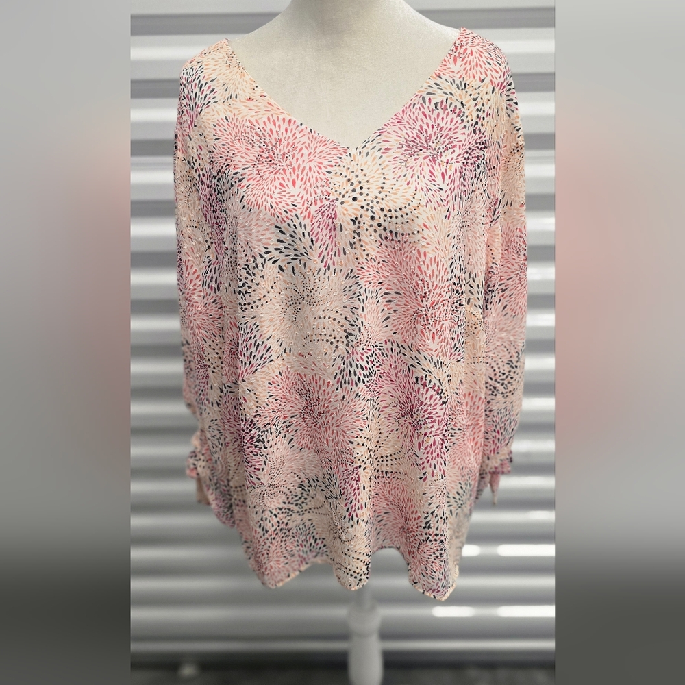 The Limited Pink and Cream Floral Blouse